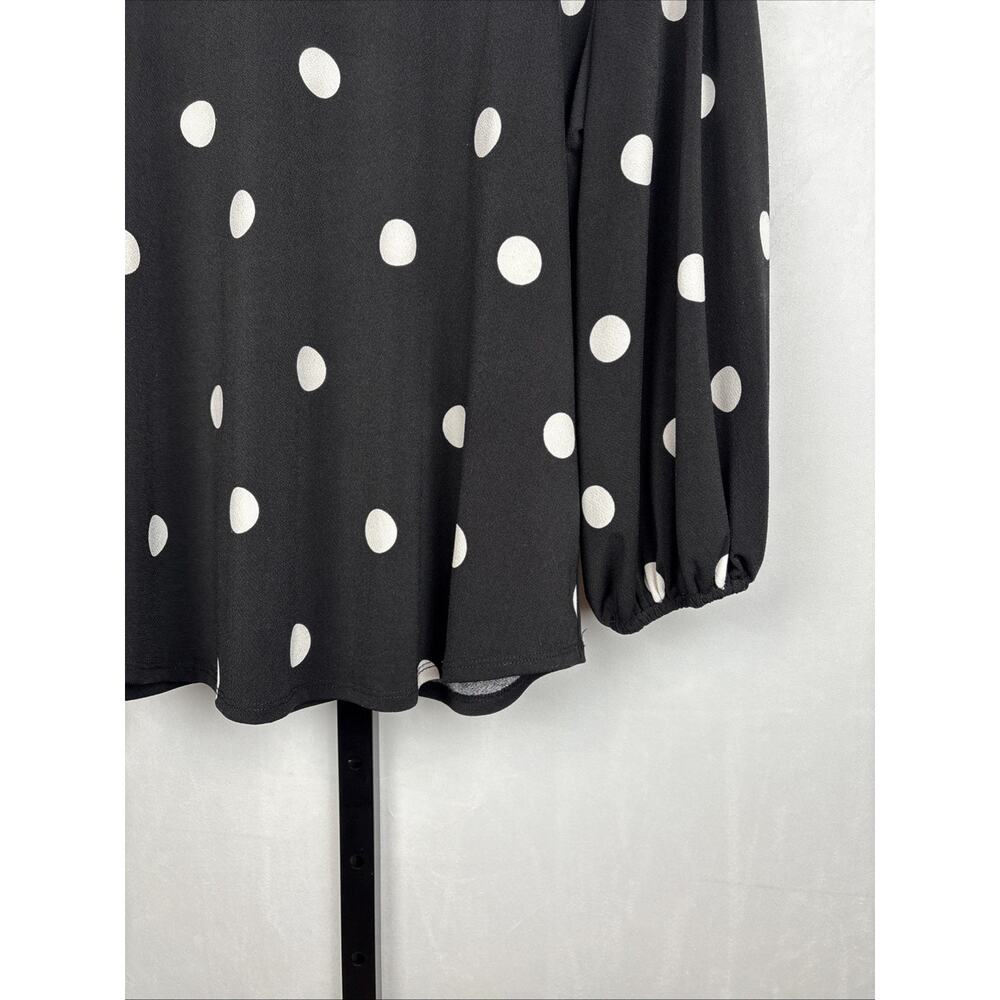 Adrianna Papell Women’s Large Black Polka Dot Blouse 3/4 Sleeve Career Flowy NEW - Picture 5 of 15